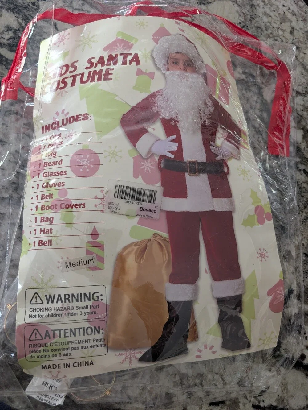 Kids Santa Costume - Red and White Size M